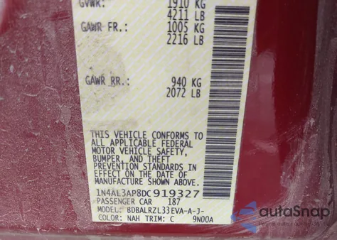 2013 Nissan Altima 2.5 S from USA, damaged, VIN 1N4AL3AP8DC919327